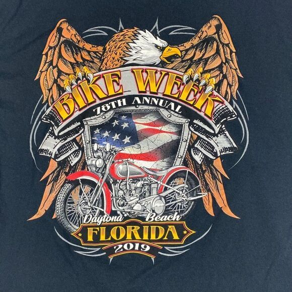 Gildan Bike Week 2019 78 Anniversary Graphic Shirt Mens Extra Large Black Casual - Picture 4 of 9